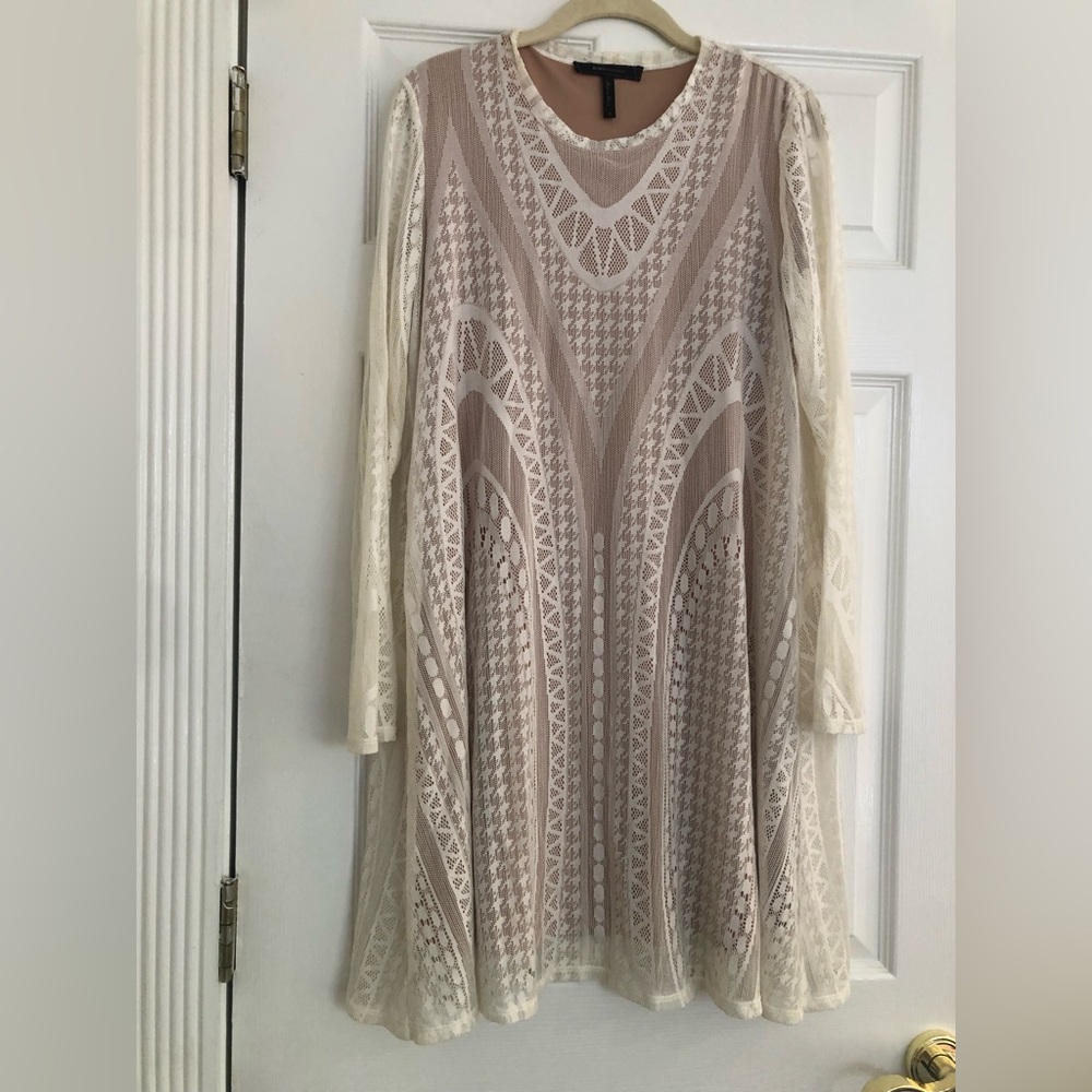 BCBG Max Azria White Lace Swing/Maternity Dress Sz S